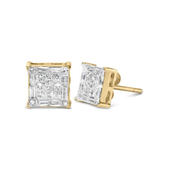 10KT Yellow Gold Diamond Stud Earrings (1 cttw, I-J Color, SI2-I1 Clarity)