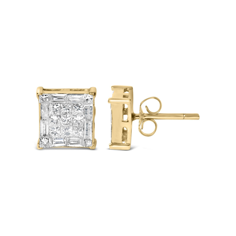 10KT Yellow Gold Diamond Stud Earrings (1 cttw, I-J Color, SI2-I1 Clarity)