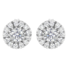 14k White Gold 1 cttw Diamond Halo Stud Earrings (I-J Clarity, I1-I2 Color)