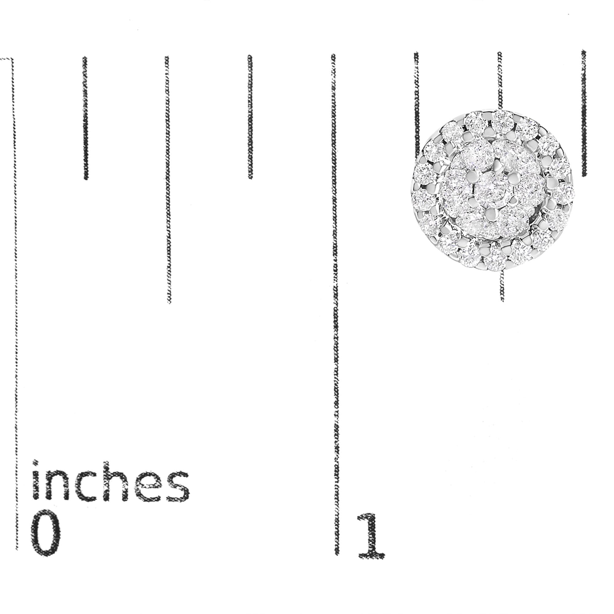 14K White Gold 1/2 Cttw Brilliant-Cut Diamond Halo-Style Cluster Round Button Stud Earrings (H-I Color, I1-I2 Clarity)
