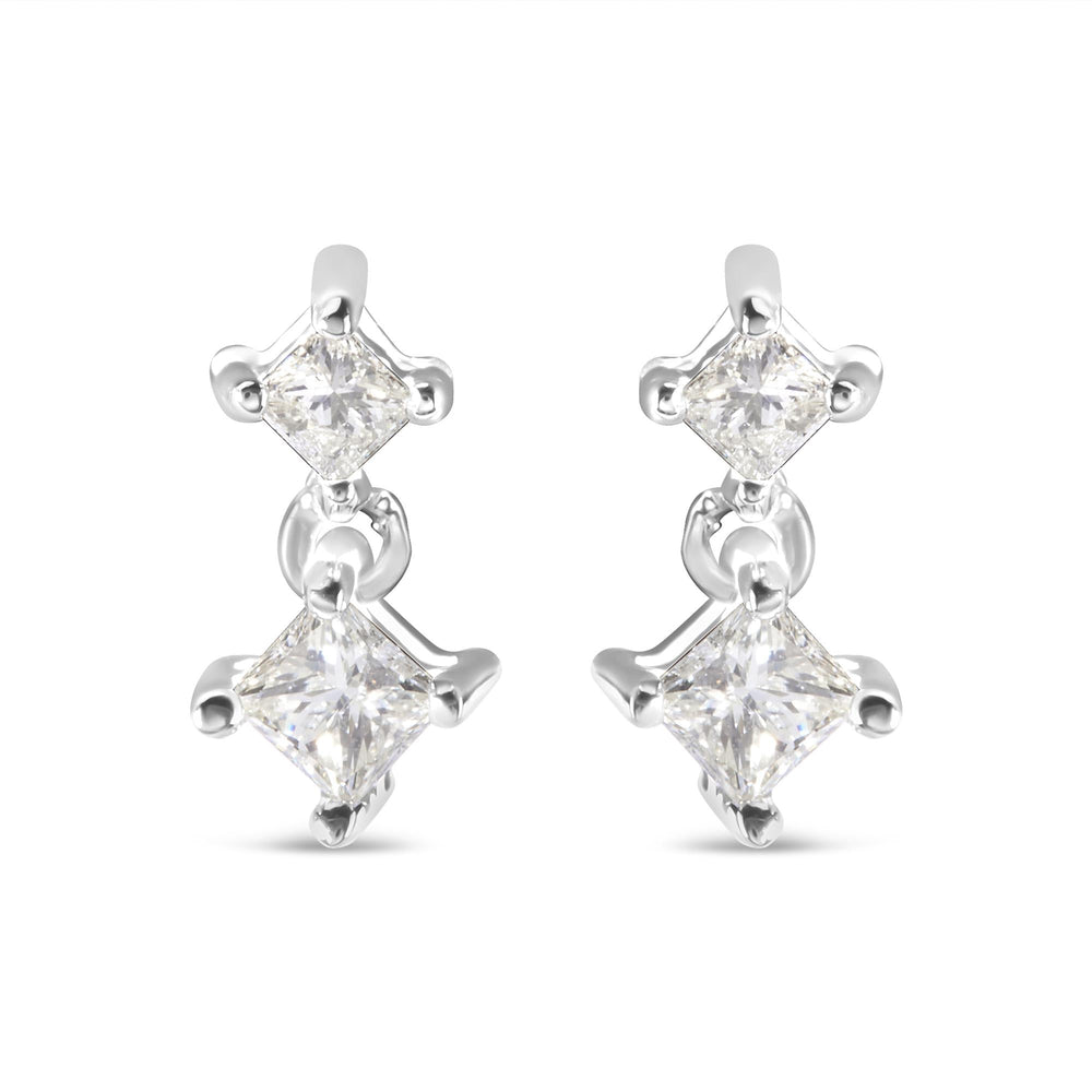 14K White Gold 1/2 cttw Princess Cut Diamond Earrings (H-I Color, SI1-SI2 Clarity)