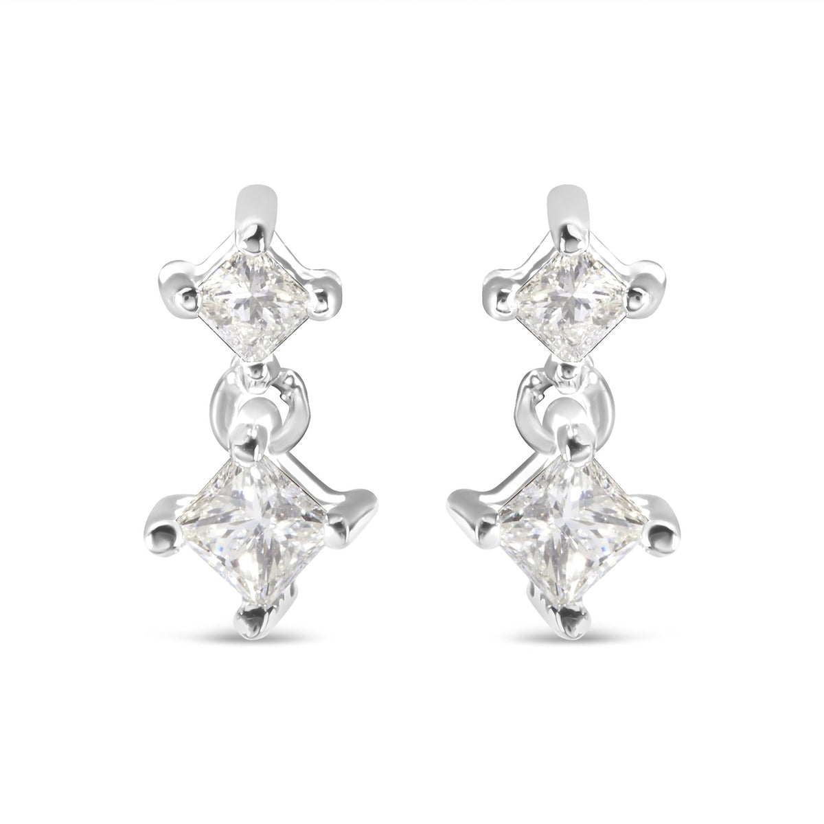 14K White Gold 1/2 cttw Princess Cut Diamond Earrings (H-I Color, SI1-SI2 Clarity)