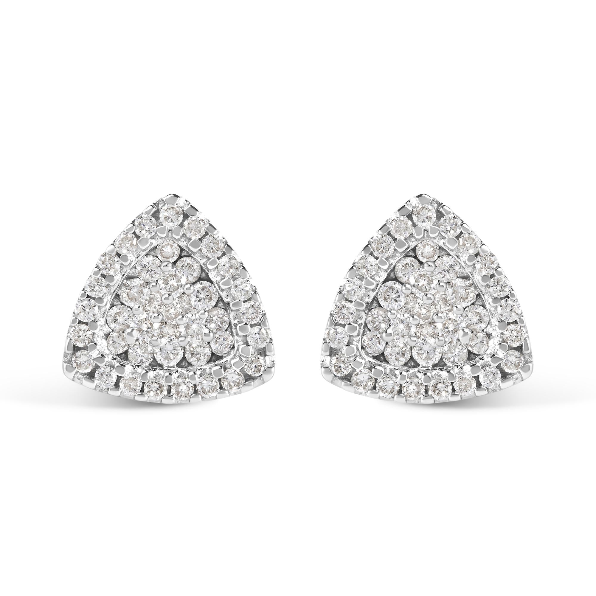 14K White Gold 1/2 cttw Trillion Shaped Diamond Stud Earrings (H-I Clarity, SI2-I1 Color)
