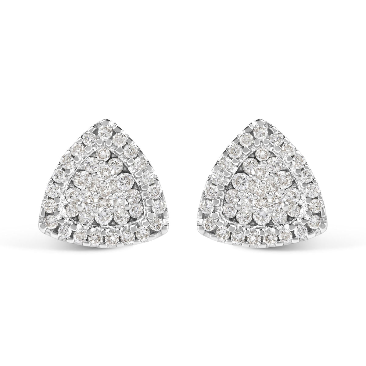 14K White Gold 1/2 cttw Trillion Shaped Diamond Stud Earrings (H-I Clarity, SI2-I1 Color)