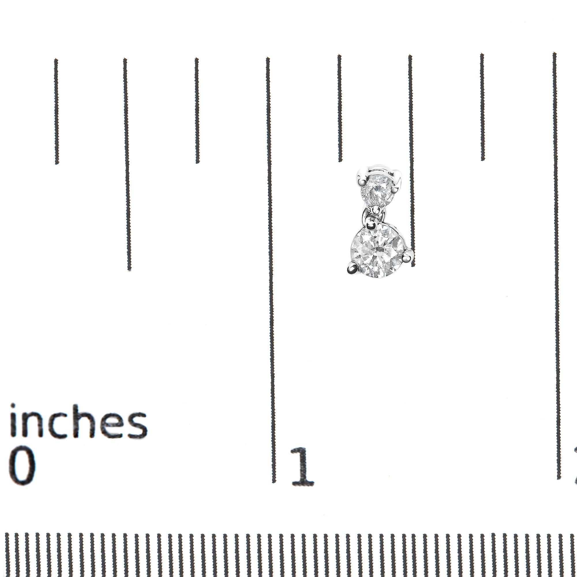 14K White Gold 1 cttw Double Diamond Stud Earrings (I-J Clarity, I2-I3 Color)