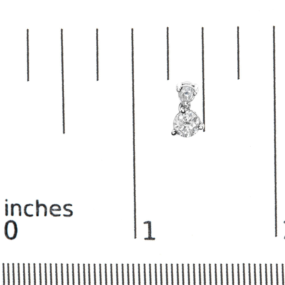 14K White Gold 1 cttw Double Diamond Stud Earrings (I-J Clarity, I2-I3 Color)