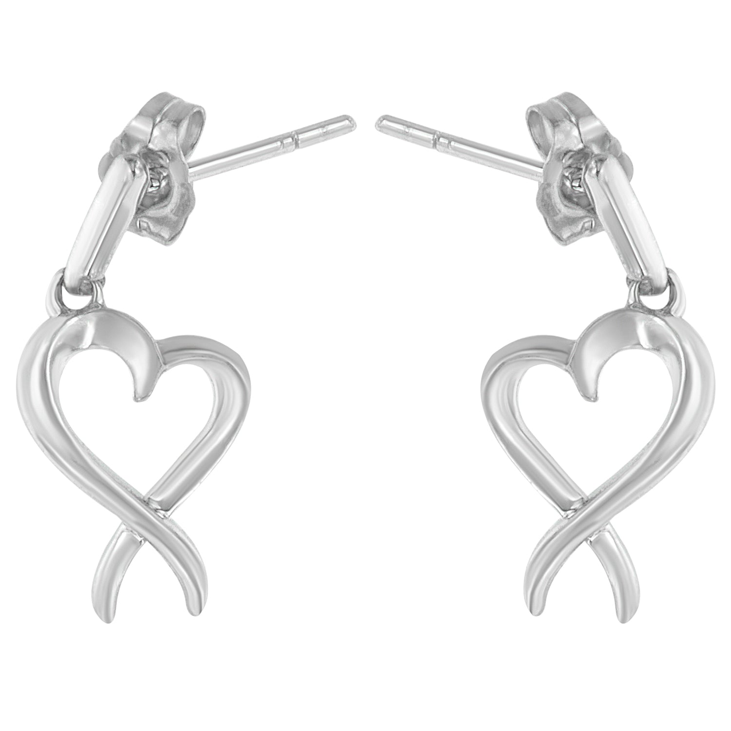 Sterling Silver Dangle-Heart Earrings