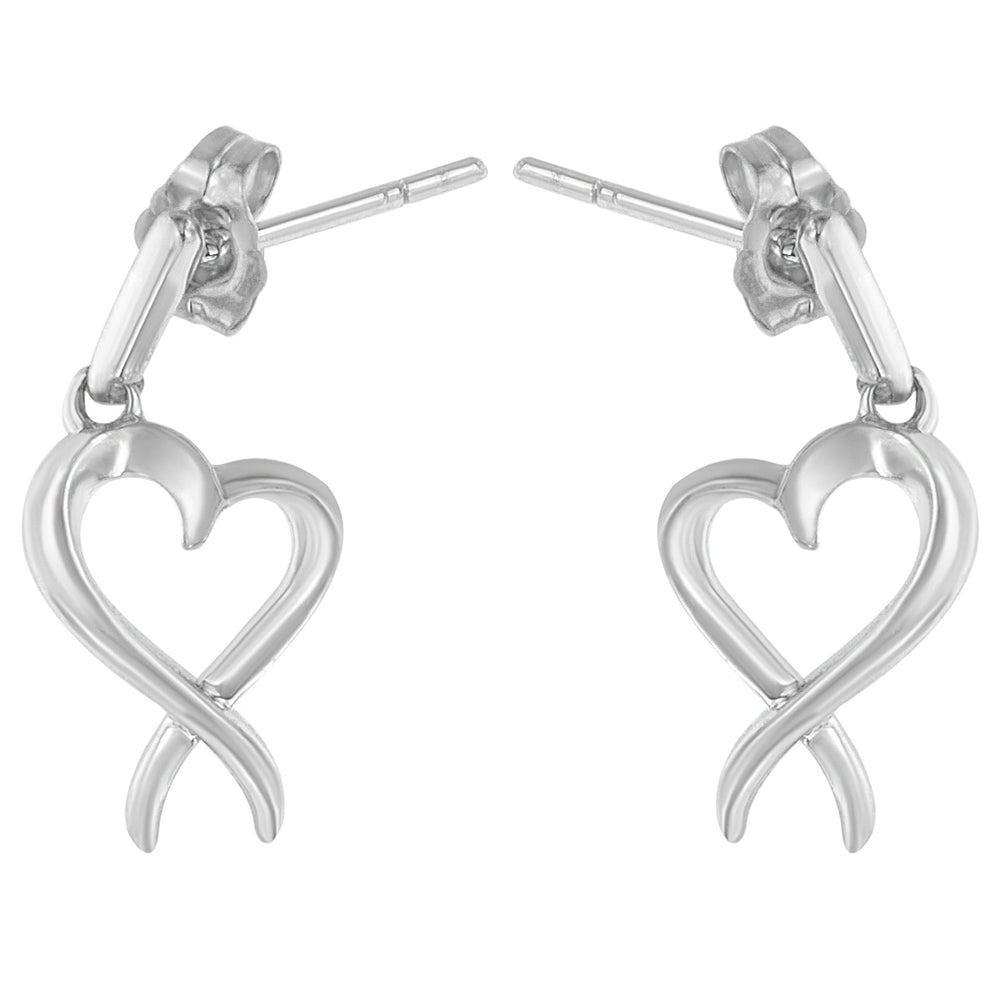 Sterling Silver Dangle-Heart Earrings