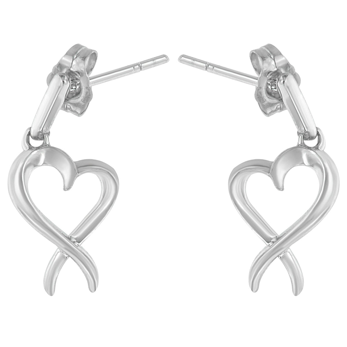 Sterling Silver Dangle-Heart Earrings