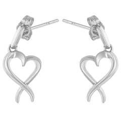 Sterling Silver Dangle-Heart Earrings