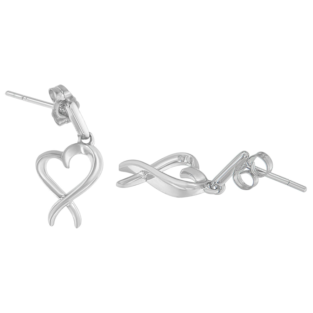 Sterling Silver Dangle-Heart Earrings