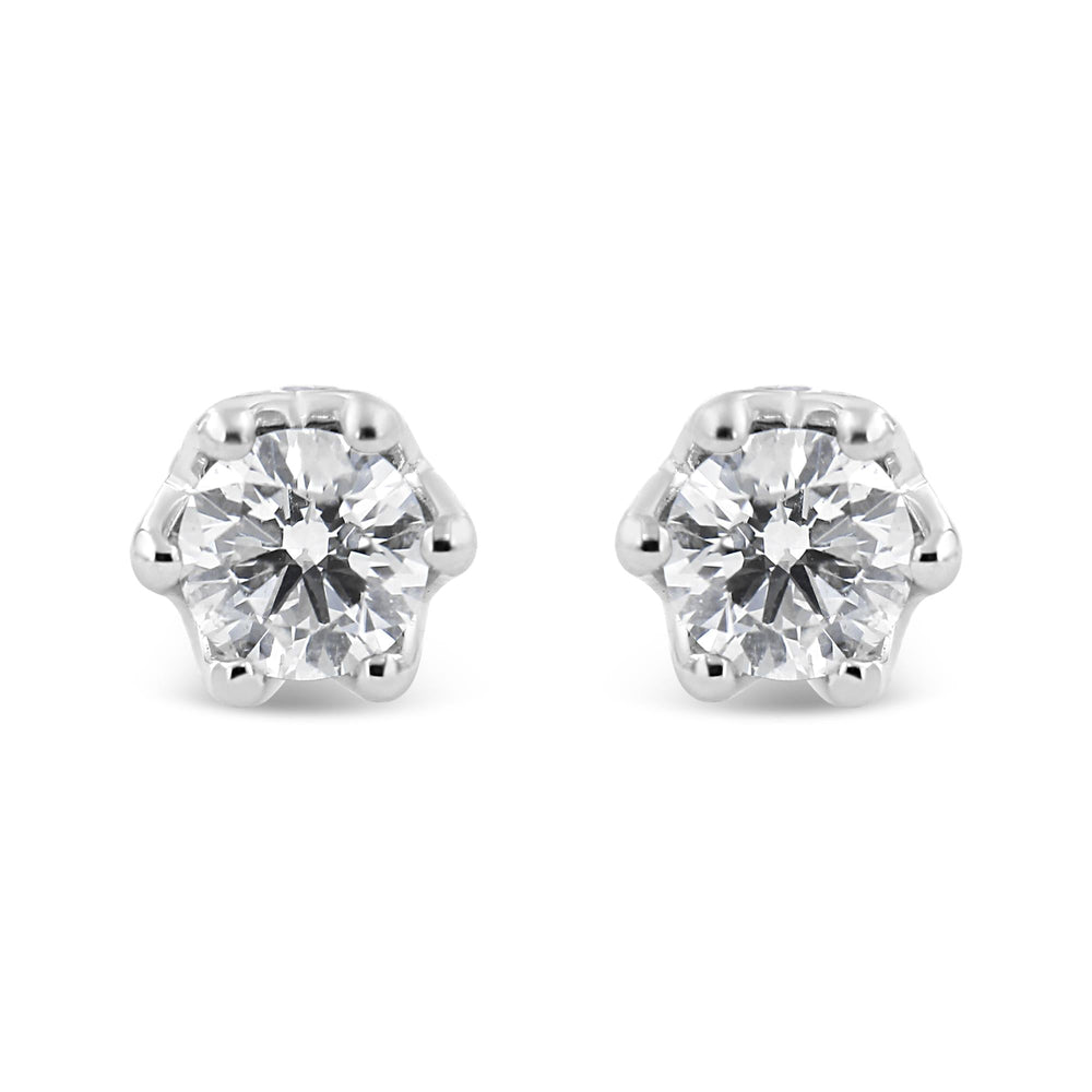 14K Gold 1/2 Cttw Round Diamond Crown Stud Earring (I-J Color, I1-I2 Clarity)
