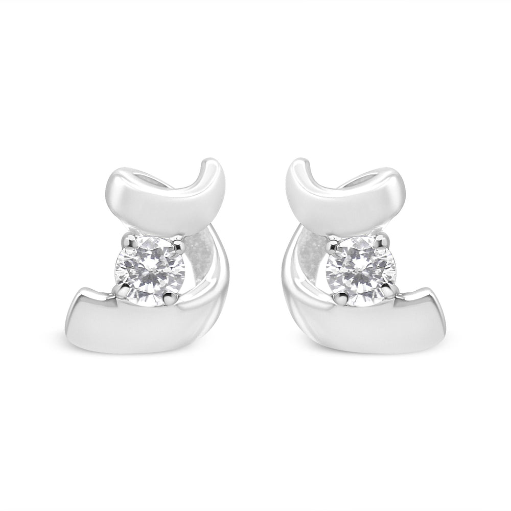 .925 Sterling Silver Round Cut Diamond Fashion Earrings (0.10 cttw, I-J Color, I2-I3 Clarity)