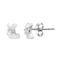 .925 Sterling Silver Round Cut Diamond Fashion Earrings (0.10 cttw, I-J Color, I2-I3 Clarity)