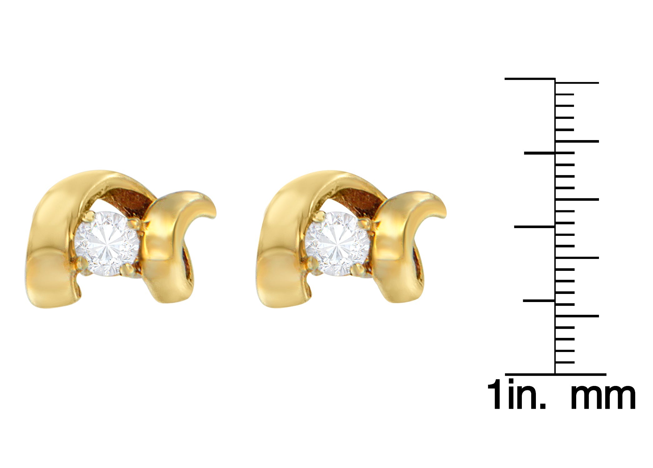 10K Gold 1/10 Cttw Round Brilliant-Cut Diamond Espira Swirls Solitaire Push Back Stud Earrings (I-J Color, I1-I2 Clarity)