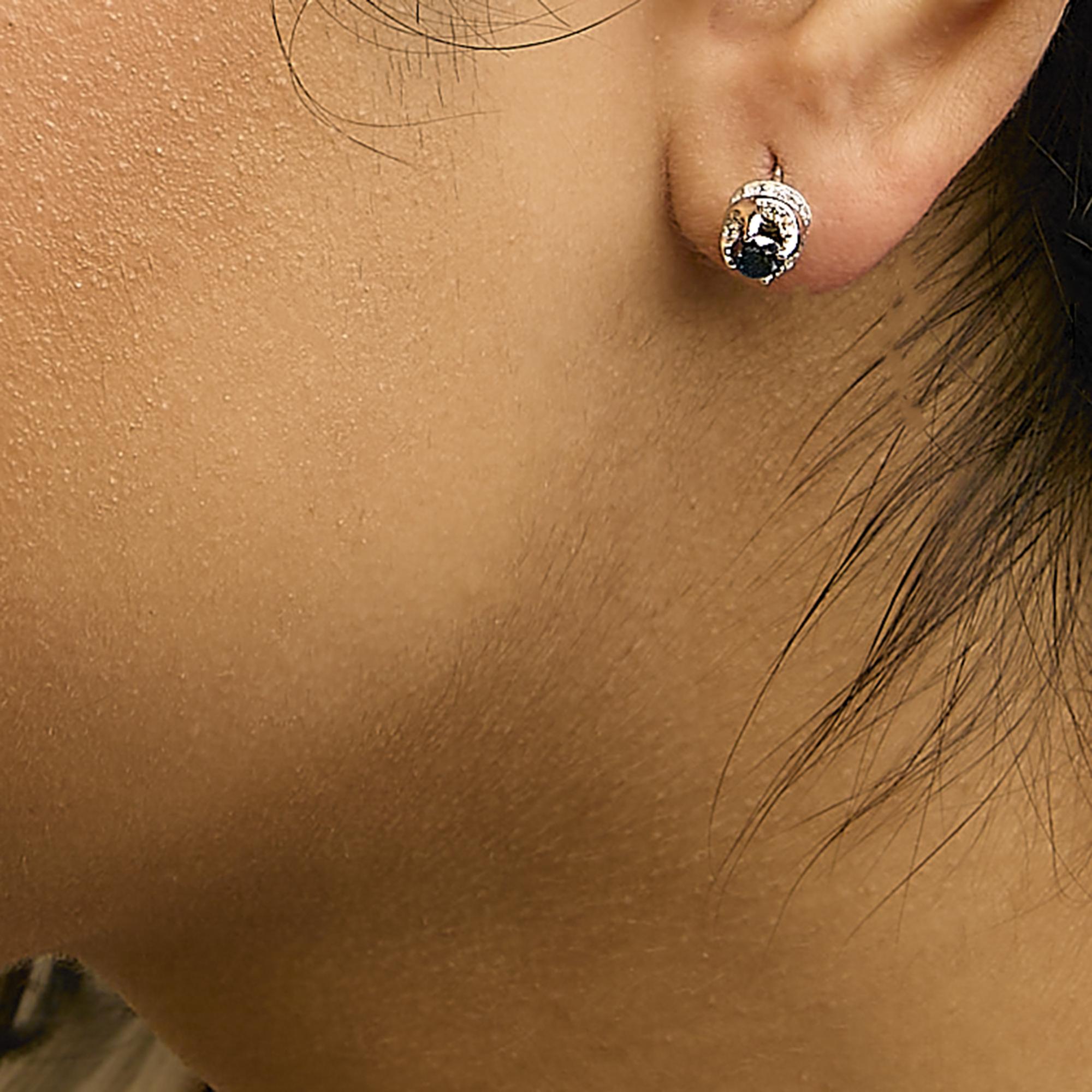14K White Gold 1.00 Cttw Treated Blue and White Diamond Hidden Halo Stud Earrings (Blue/I-J Color, I2-I3 Clarity)