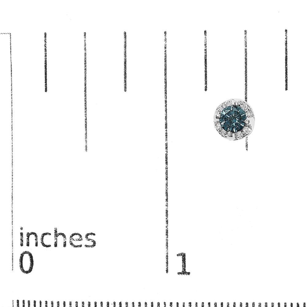 14K White Gold 1.00 Cttw Treated Blue and White Diamond Hidden Halo Stud Earrings (Blue/I-J Color, I2-I3 Clarity)