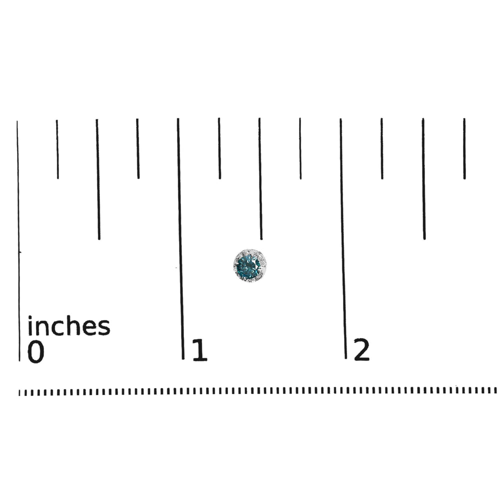 14K White Gold 1/2 cttw White and Treated Blue Round Diamond Earrings (I-J I2-I3)