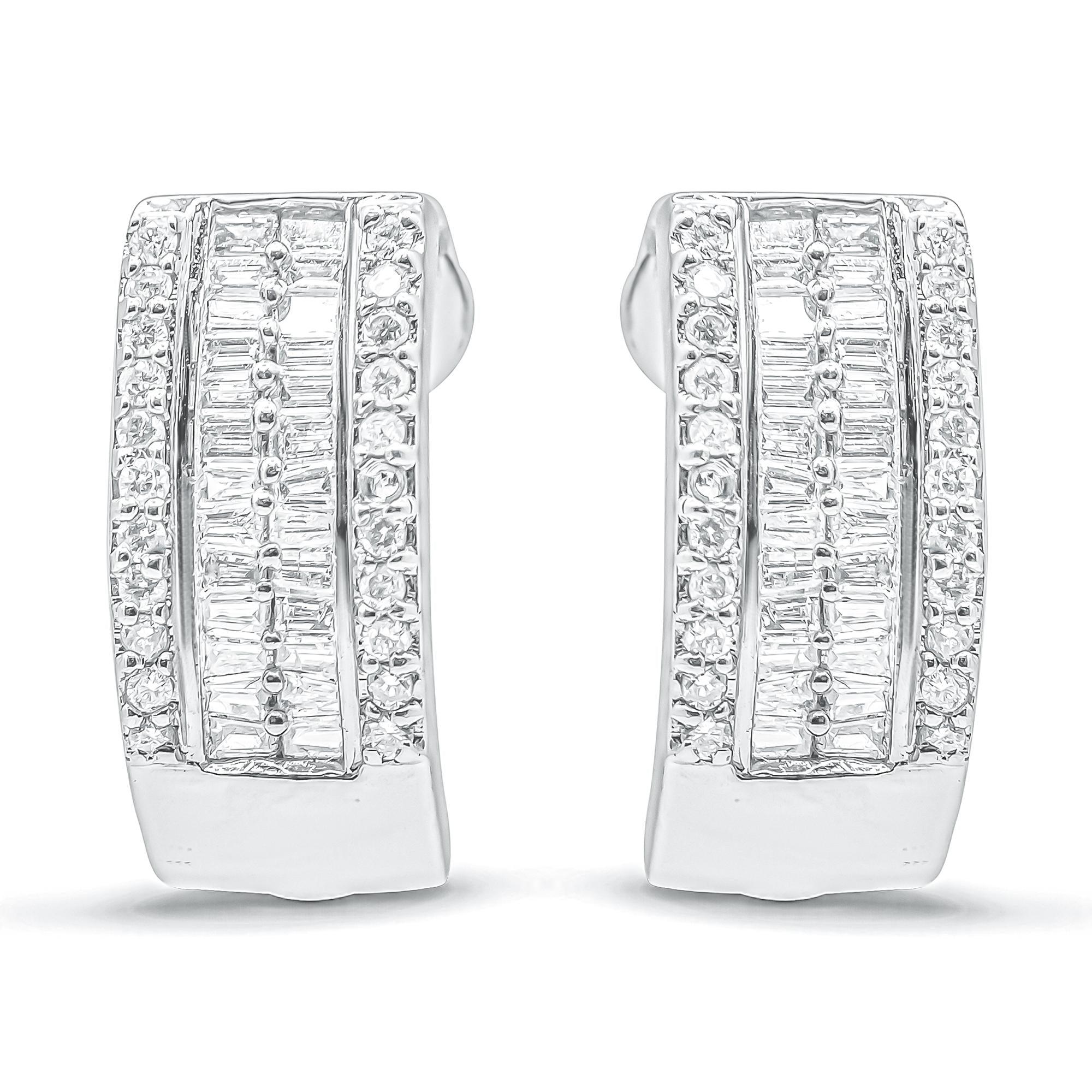 14K White Gold 1 cttw Diamond Huggy Earrings (H-I, SI2-I1)