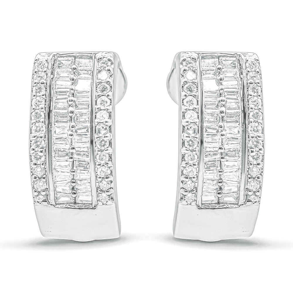 14K White Gold 1 cttw Diamond Huggy Earrings (H-I, SI2-I1)