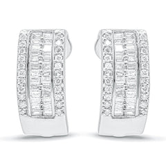 14K White Gold 1 cttw Diamond Huggy Earrings (H-I, SI2-I1)