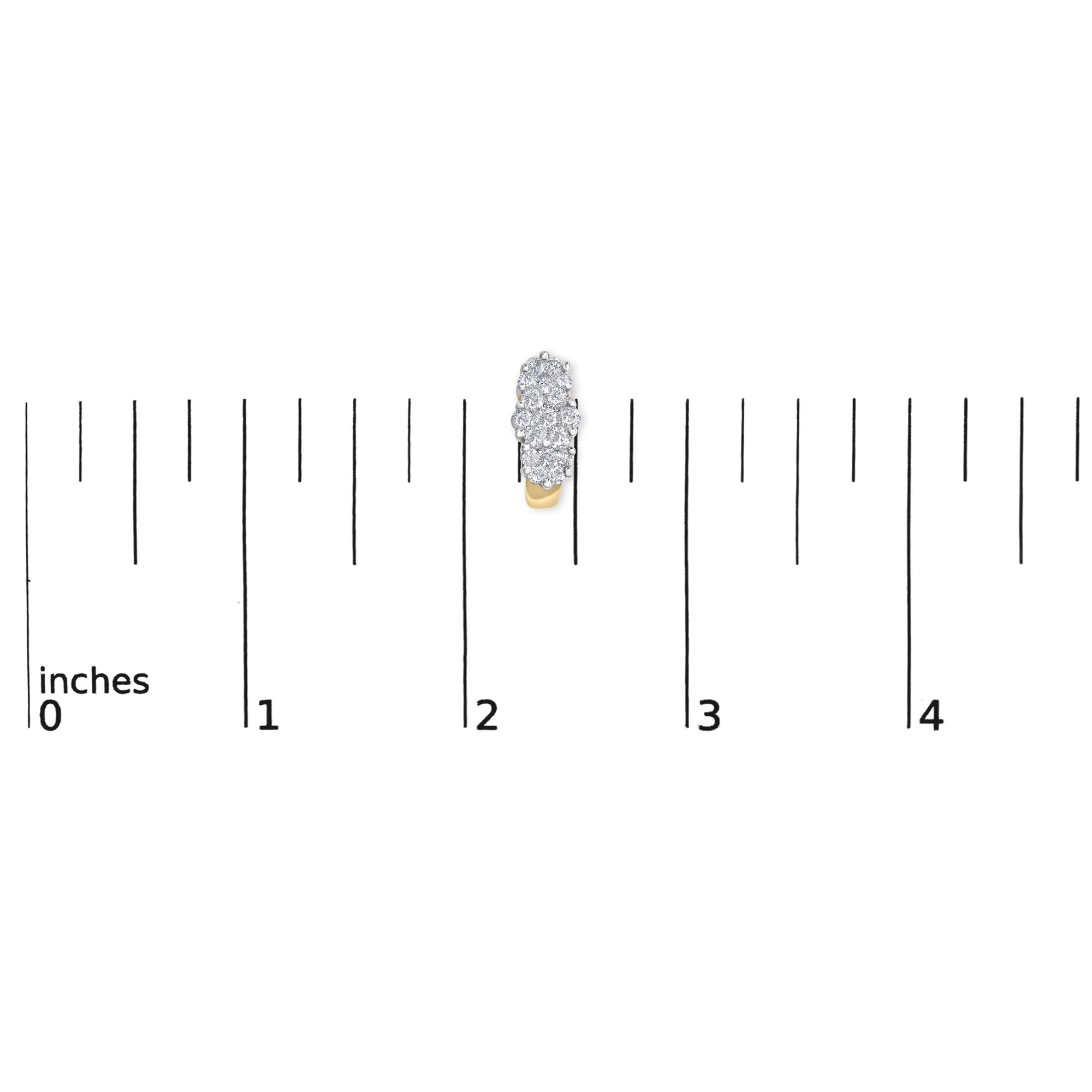 14K Yellow Gold 2 1/20 cttw Round Cut Diamond Cluster Earrings (I-J, I1-I2)