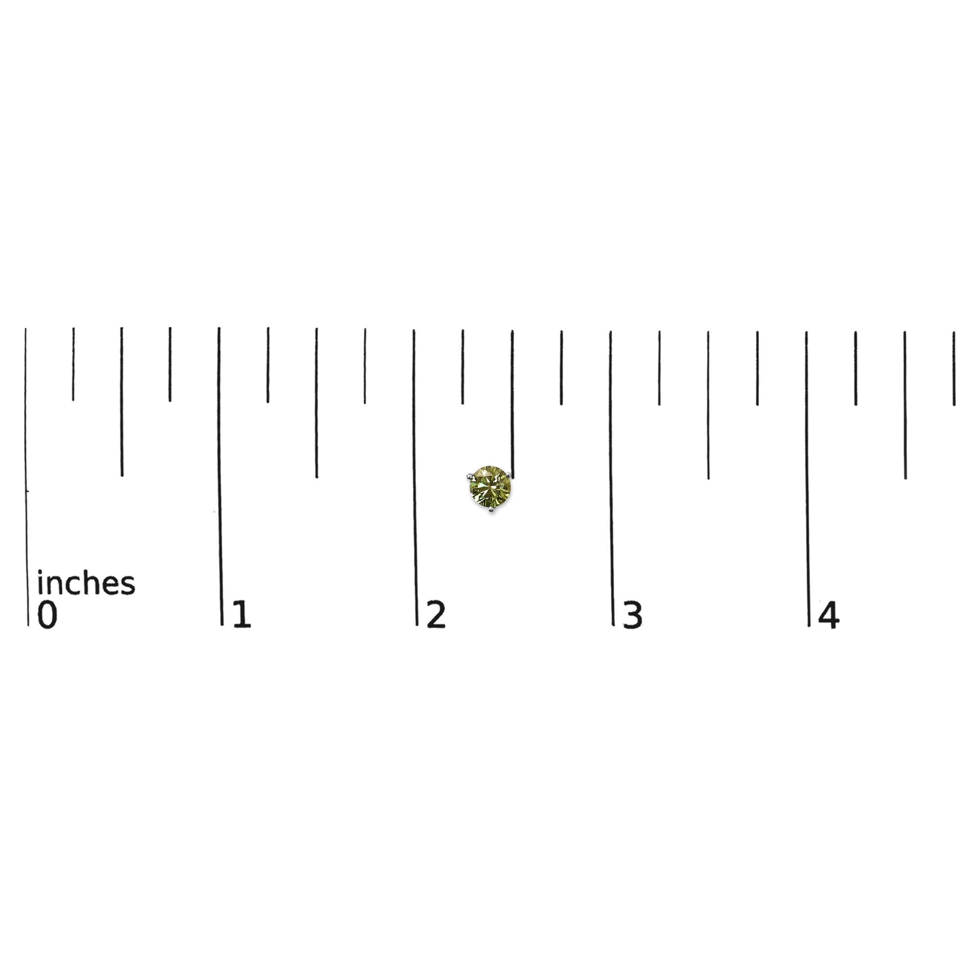 14K Gold 3-Prong Martini Set Lab Grown Green Diamond Solitaire Stud Earrings