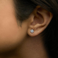 .925 Sterling Silver 1/10 cttw Prong Set Round-Cut Trio Diamond Stud Earrings (I-J Color, I3 Clarity)