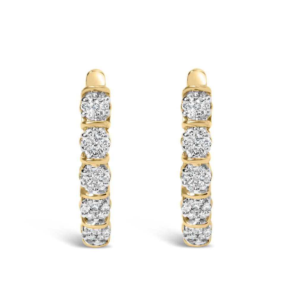 14k Yellow Gold 1/2 Cttw Diamond Cluster Hoop Earrings (H-I Color, SI2-I1 Clarity)