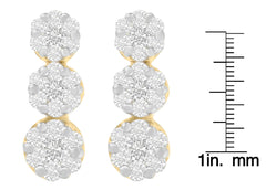 14K Yellow Gold 1 1/2 cttw Round Cut Diamond Earrings (I-J, SI1-SI2)