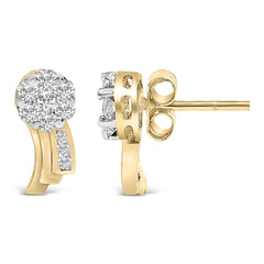 14K Yellow Gold 7/8 cttw Round Cut Diamond Earrings (I-J, SI1-SI2)