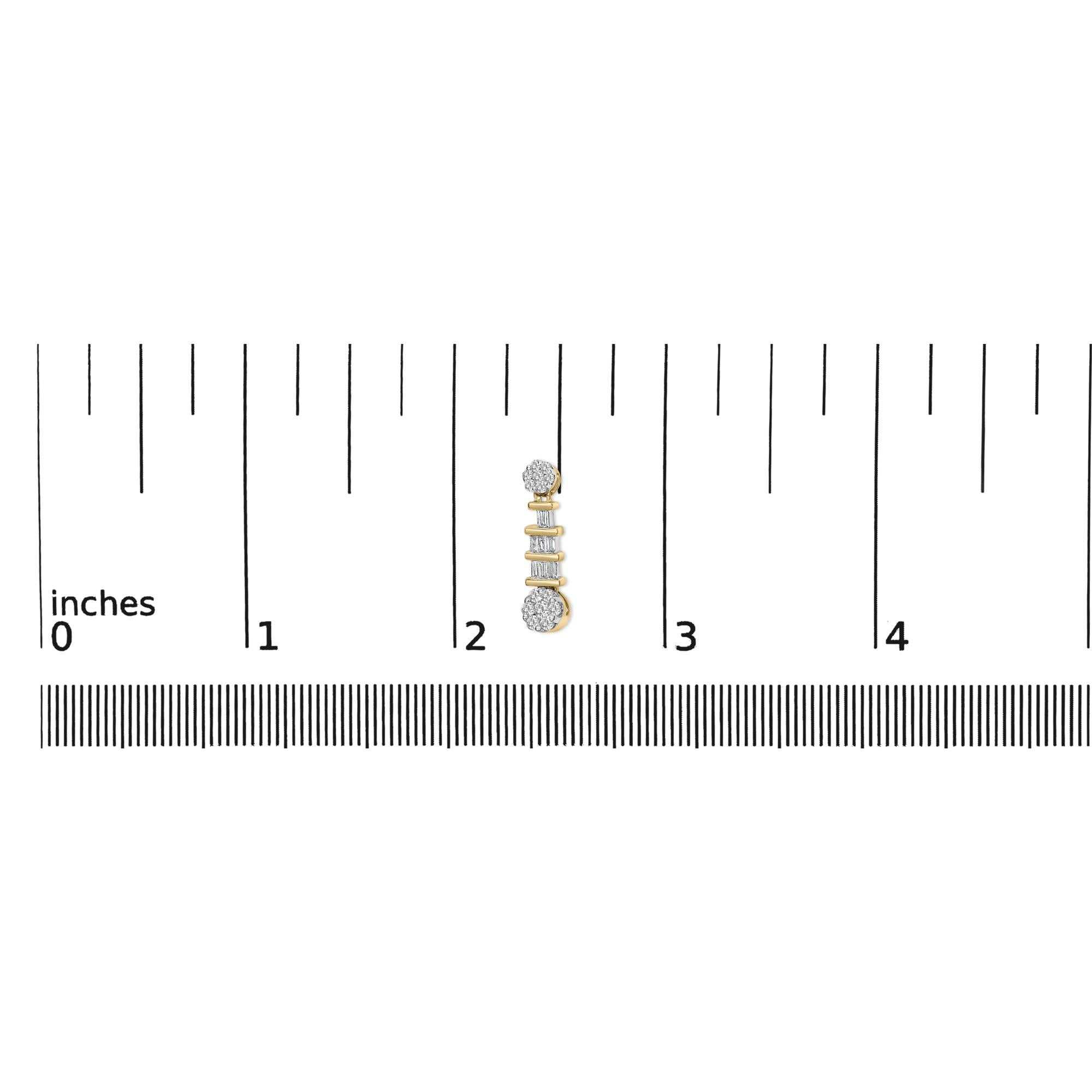 14K Yellow Gold 3/4ct. TDW Round and Baguette-cut Diamond Earrings(H-I,SI1-SI2)