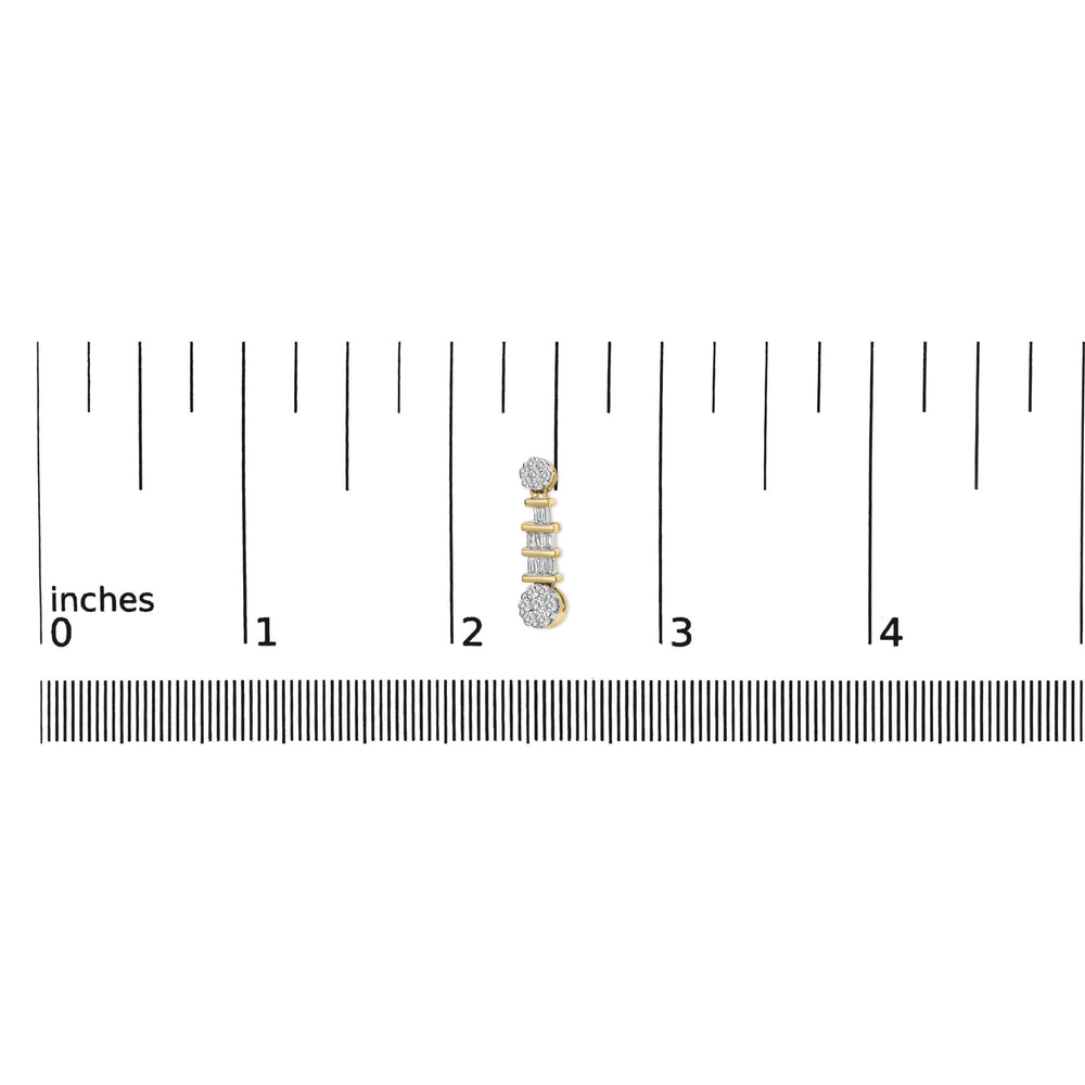 14K Yellow Gold 3/4ct. TDW Round and Baguette-cut Diamond Earrings(H-I,SI1-SI2)