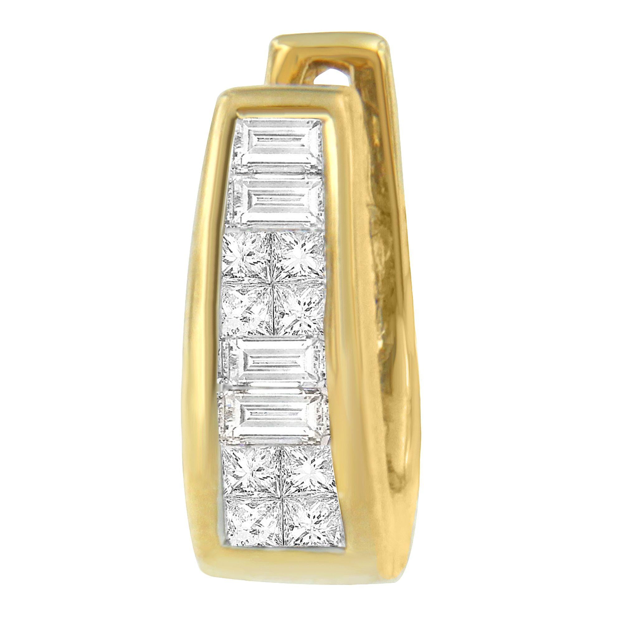 14k Yellow Gold 1/2ct TDW Princess and Baguette Diamond Earrings (I-J,VS1-VS2)