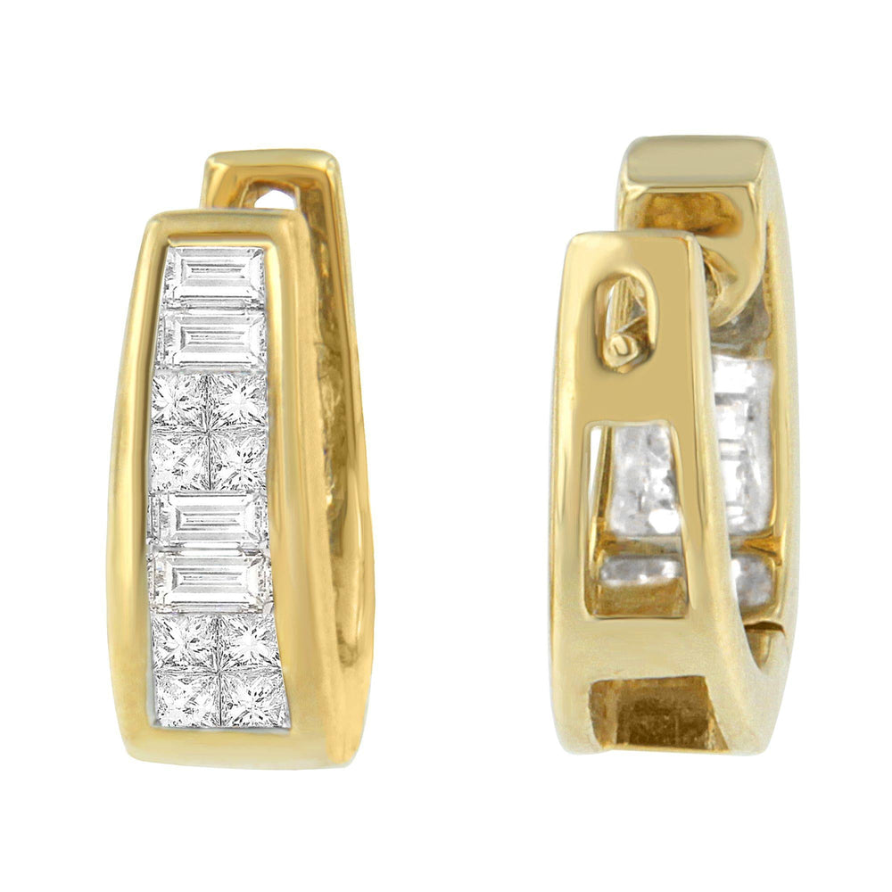 14k Yellow Gold 1/2ct TDW Princess and Baguette Diamond Earrings (I-J,VS1-VS2)