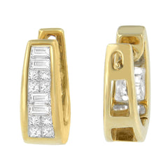 14k Yellow Gold 1/2ct TDW Princess and Baguette Diamond Earrings (I-J,VS1-VS2)