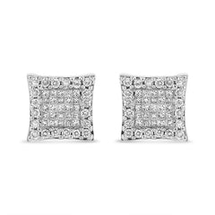 14K White Gold 1.00 Cttw Princess And Round-Cut Diamond Square Stud Earrings (G-H Color, SI1-SI2 Clarity)