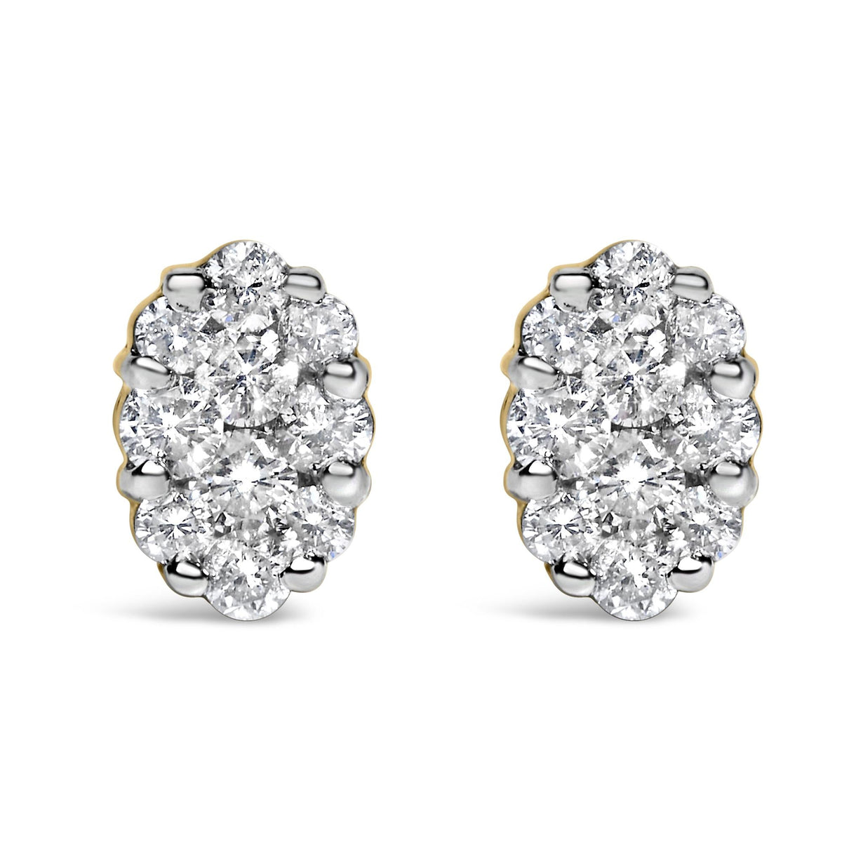 18K Yellow Gold 1 cttw Flower Diamond Stud Earrings (H-I, I1-I2)