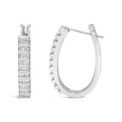 14K White Gold 5/8 cttw Baguette Cut Diamond Earrings (H-I, SI1-SI2)