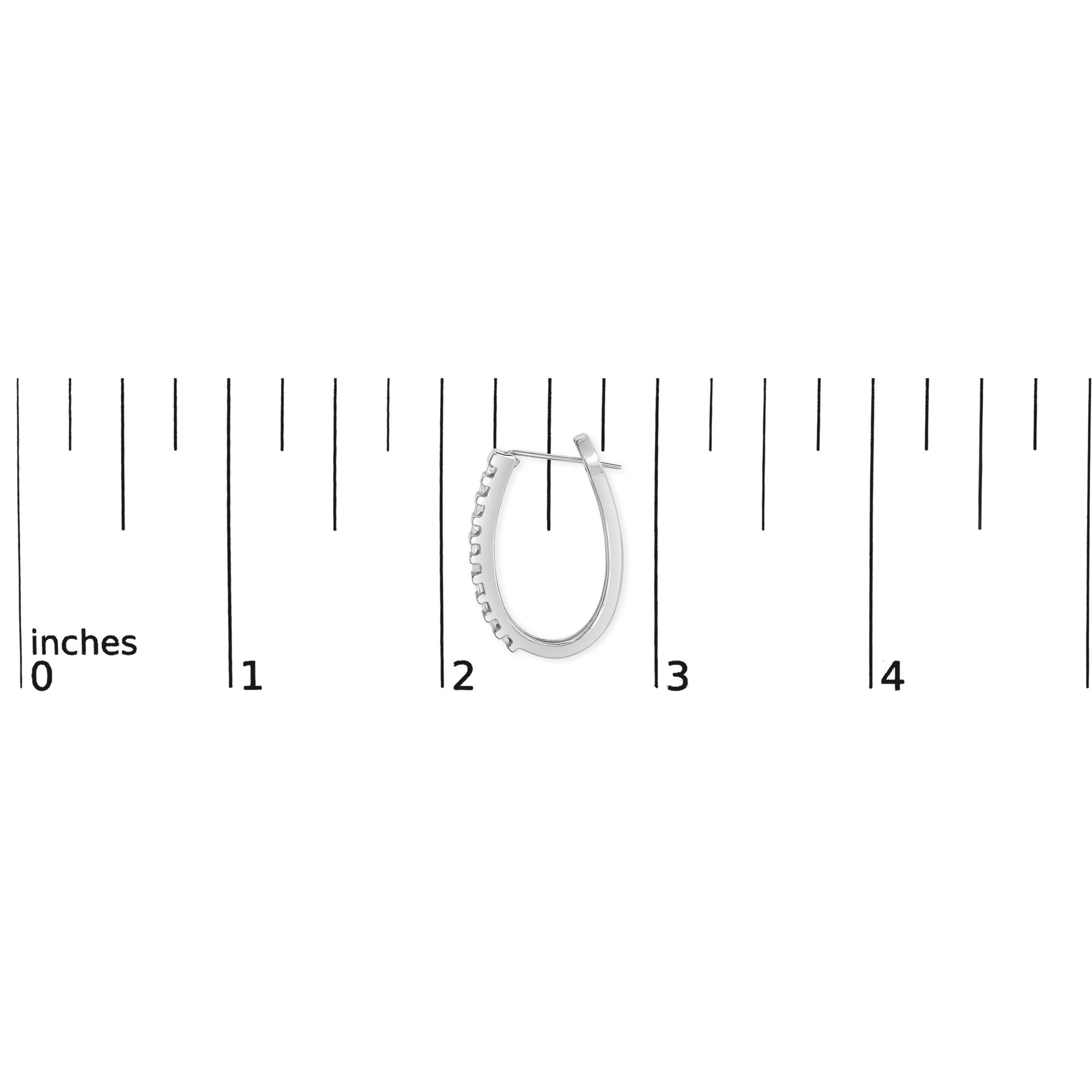 14K White Gold 5/8 Cttw Channel Set Baguette Diamond Row Hoop Earrings (H-I Color, SI1-SI2 Clarity)