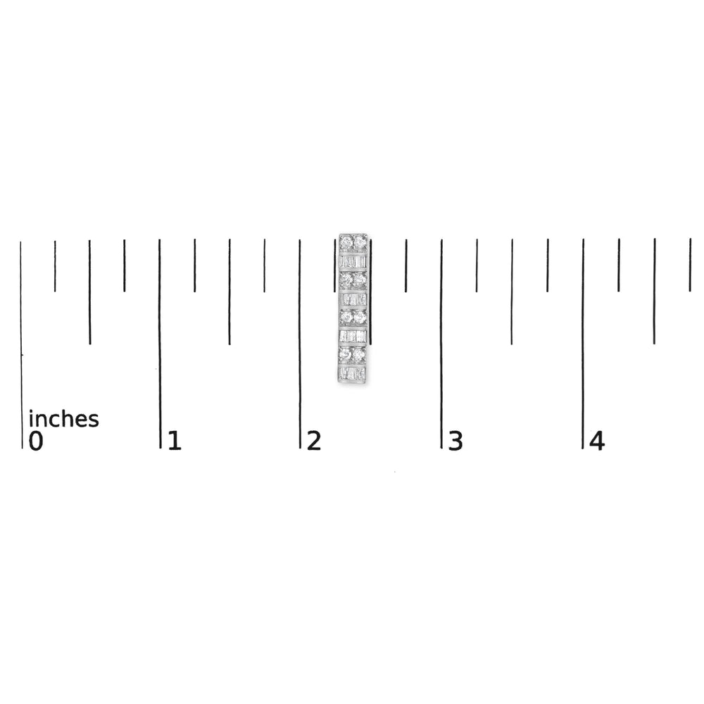 14K White Gold 1 1/3 Cttw Alternating Round And Baguette Diamond Drop Earrings (H-I Color, SI2-I1 Clarity)