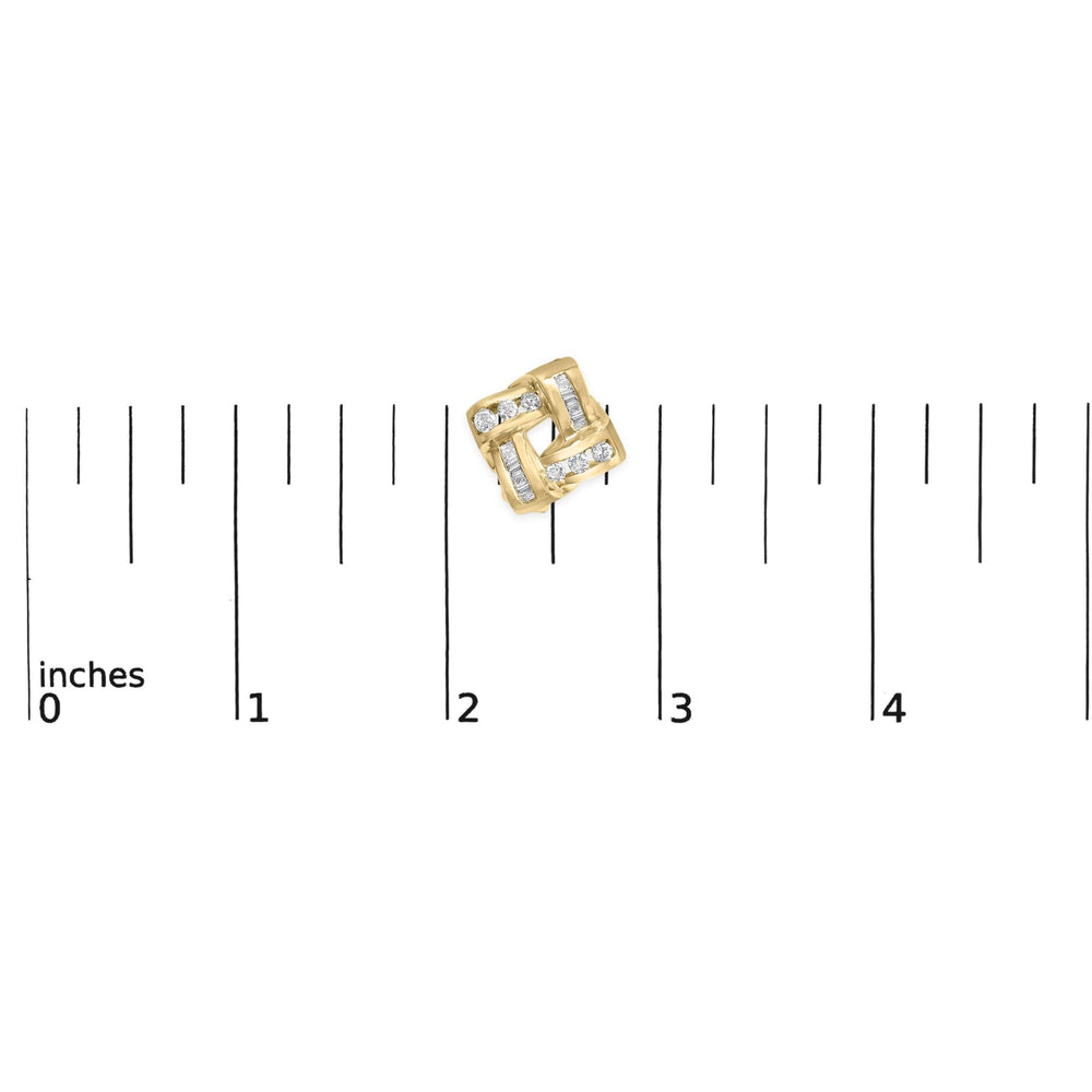 14K Yellow Gold Round and Baguette Cut Diamond Earrings (1 3/4 cttw, H-I Color, VS2-SI1 Clarity)