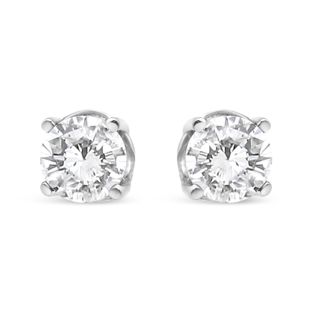 14K White Gold 3/4 Cttw Lab Grown Diamond 4-Prong Classic Stud Earrings (F-G Color, VS2-SI1 Clarity)