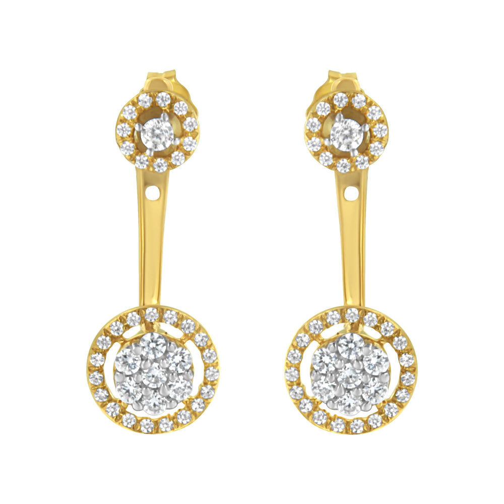 14K Yellow Gold Plated .925 Sterling Silver 5/8 Cttw Diamond Removable Stud and Dangle Earrings (I-J Color, I2-I3)