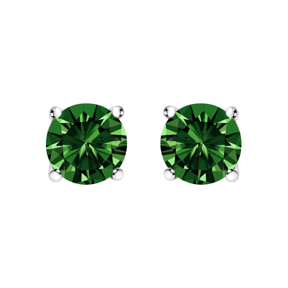 14K Gold Lab Grown Green Diamond Classic Solitaire Stud Earrings