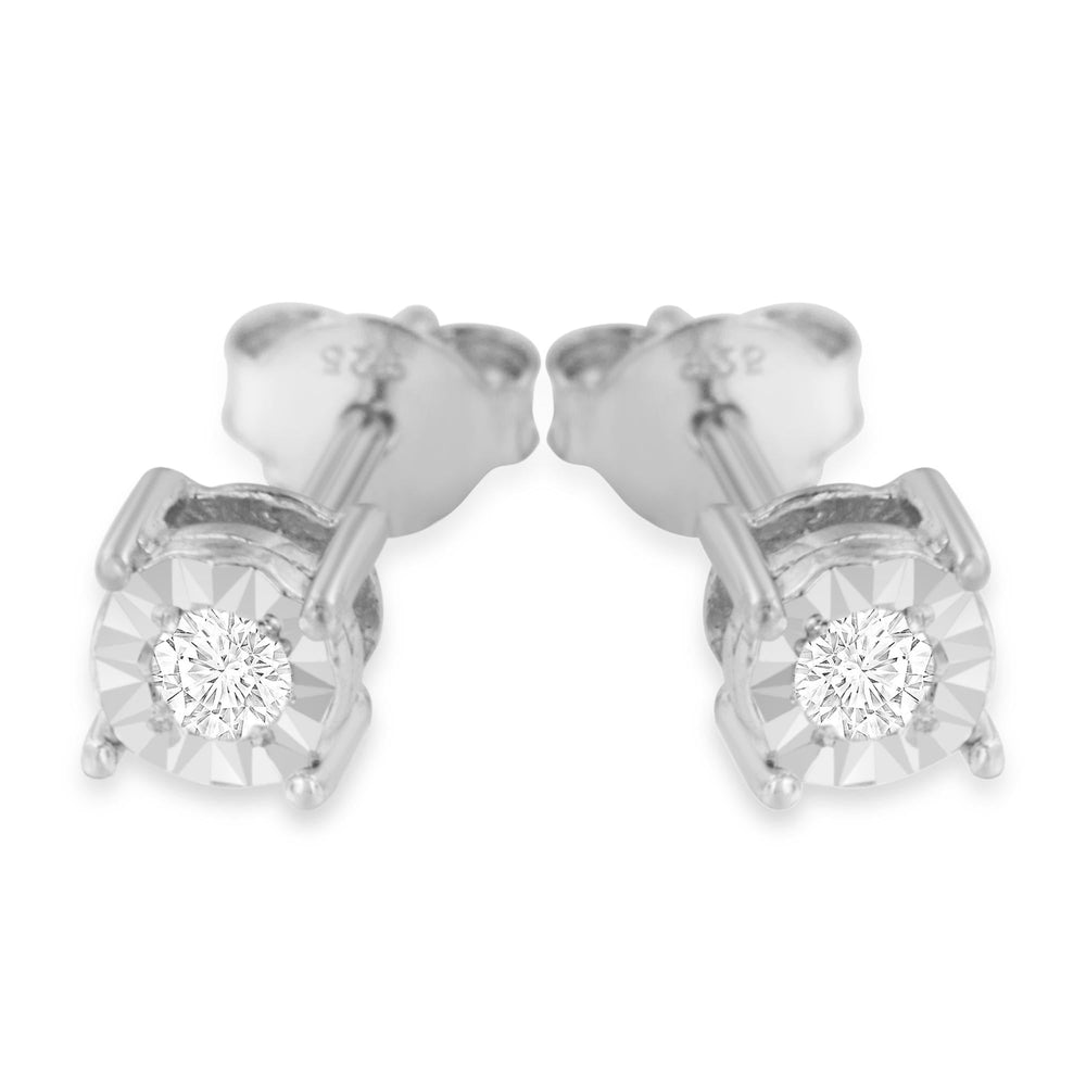 .925 Sterling Silver 1/5 Cttw Round Near Colorless Diamond Miracle-Set Stud Earrings