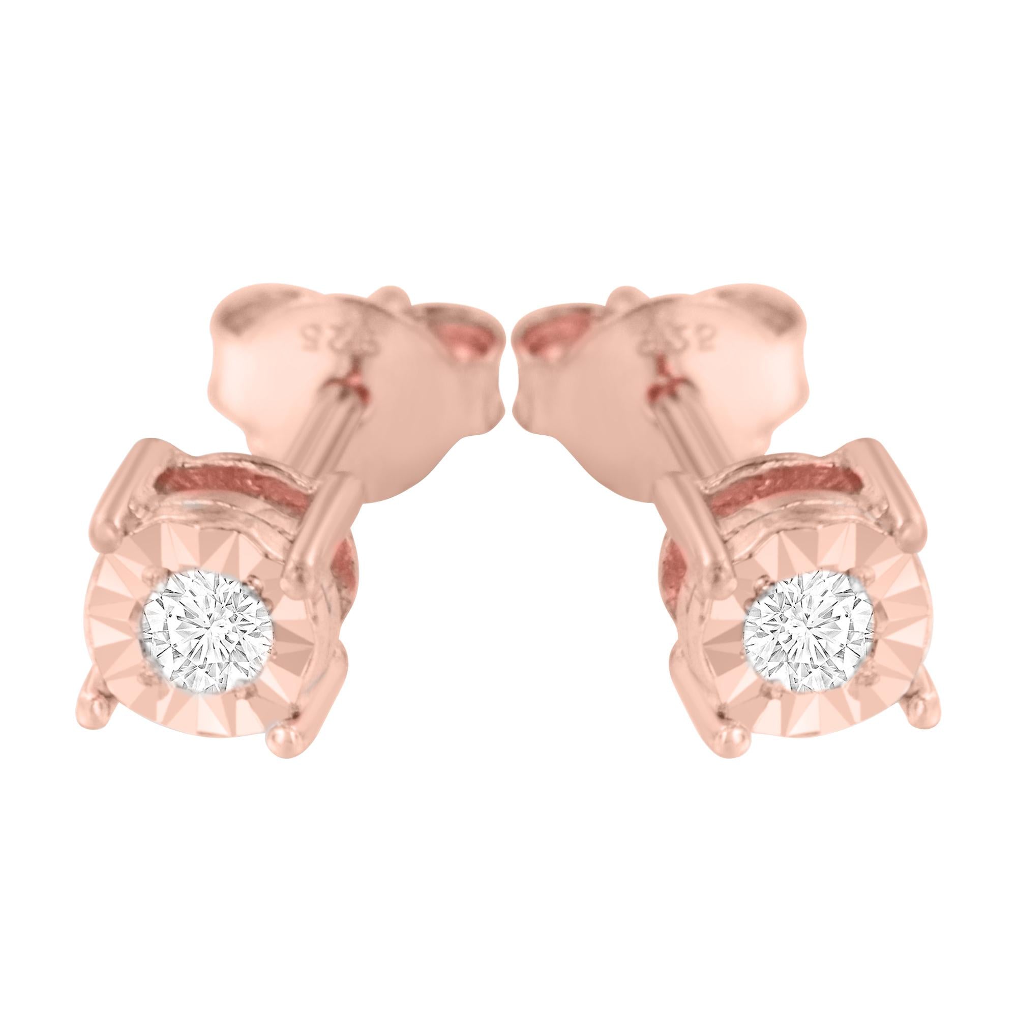 .925 Sterling Silver 1/10 Cttw Round Brilliant-Cut Diamond Miracle-Set Stud Earrings