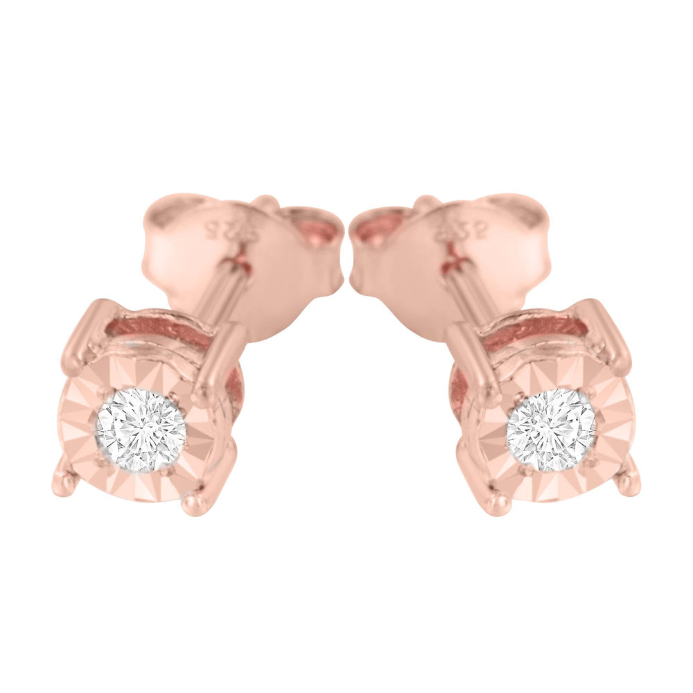 .925 Sterling Silver 1/10 Cttw Round Brilliant-Cut Diamond Miracle-Set Stud Earrings