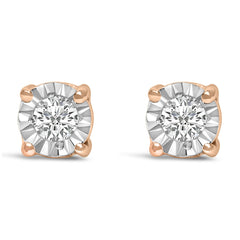 .925 Sterling Silver 1/10 Cttw Round Brilliant-Cut Lab Grown Diamond Miracle-Set Stud Earrings (F-G Color, VS1-VS2 Clarity)