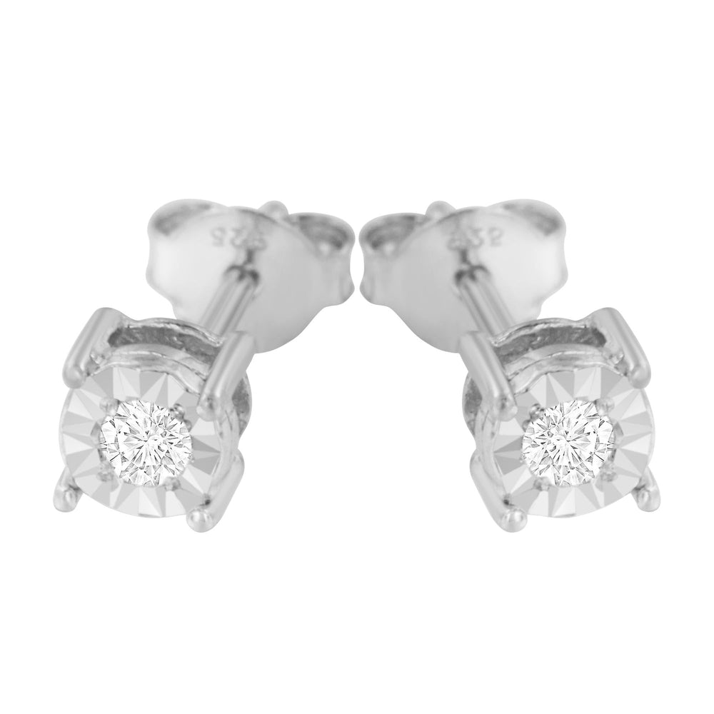 .925 Sterling Silver 1/10 Cttw Round Brilliant-Cut Diamond Miracle-Set Stud Earrings